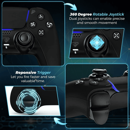 Wireless Controller Compatible for P5, Bluetooth 5.0 with 1000mAh Battery, Dual Vibration, 6-Axis Motion Control, USB-C Charging, Gamepad Compatible with P5/Windows PC