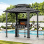 Modern Shade 6’ x 8’ Aluminum Grill Gazebo, Equipped with Shelves, Ceiling Hook, and Galvanized Steel Roof for Enhanced Patio, Lawn, or Backyard Deck BBQ Experience