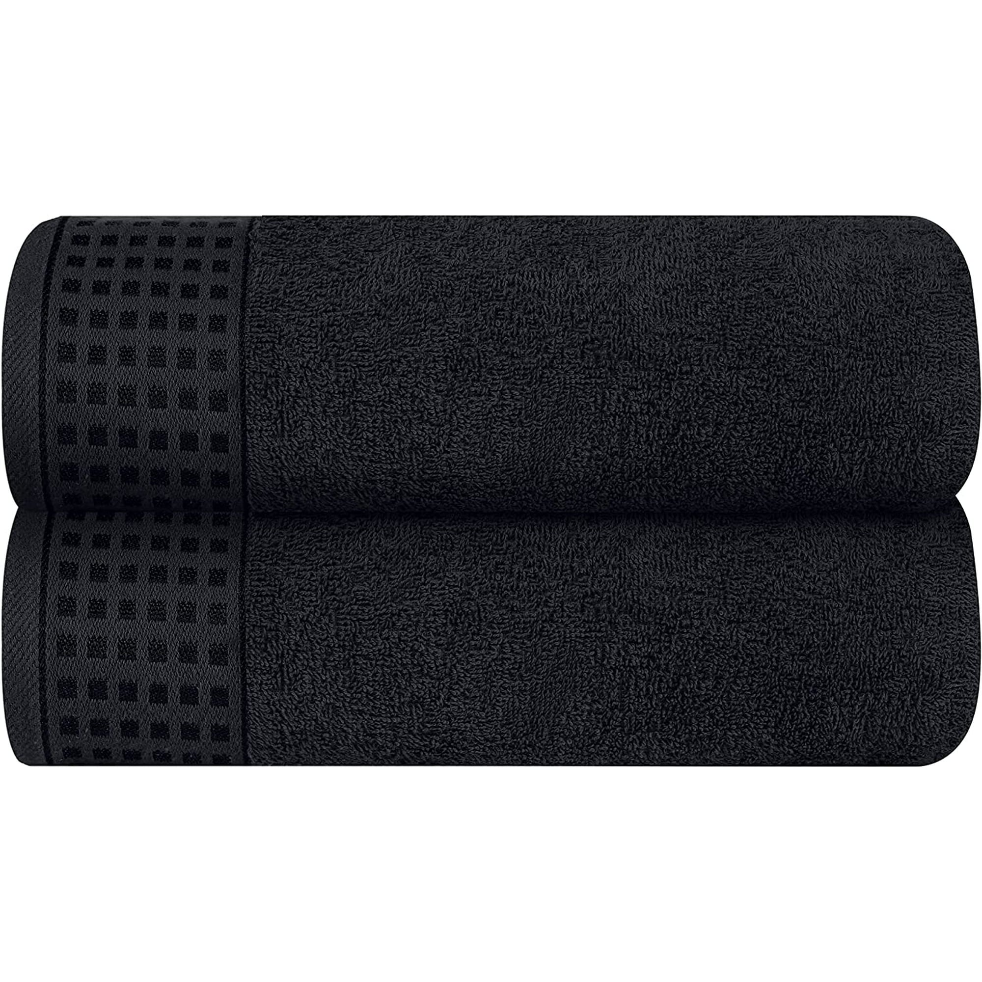 GLAMBURG 100% Cotton 2 Pack Oversized Bath Towel Set 28x55 Inches, Ultra Soft Highly Absorbant Compact Quickdry & Lightweight Large Bath Towels, Ideal for Gym Travel Camp Pool - Black
