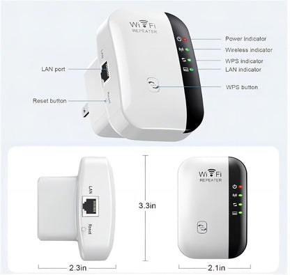 Mini WiFi Repeater Pro Internet Signal Booster - 300Mbps range Extender 2025