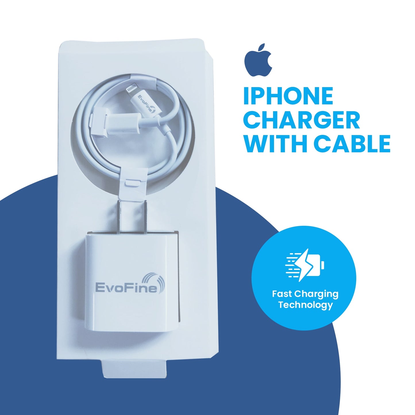 EvoFine iPhone Charger for 14/13/12/11 and More- iPhone Wall Charger Fast Charging with USB-C Blocks and 3Ft iPhone Charger Cords Compatible with iPhone, iPad & More