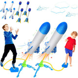 Terra Jump Rocket Launchers for Kids Toys for 3 4 5 6 7 8 Year Old Boys Girls Air Rocket Launcher with 4 Foam Rockets Outdoor Outside Play Game Toy Gifts for Kid (2 Pack)