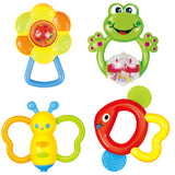 4Pcs Set Baby Rattles Teethers, Shaker Grab, and Spin Rattles Set Educational Toys for Newborn Infants Baby Boys and Girls 3, 6, 9, 12 Month