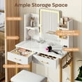 Bestier Makeup Vanity Set with Mirror and Lights, Vanity Desk with Drawers, Power Outlet & Cushioned Stool, Vanity Table for Bedroom, White