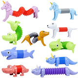 Melitta Sturdy Plastic Made 10 Pcs Compact And Colorful Animal Shape Pop Tubes, Stress-Relieving Sensory Fun Toy For Lovely Gift For Kids, Teen, Girls and Boys
