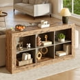 Gelloan 63-Inch Long Sofa Console Table, Rustic Wood Entryway Table with 6 Storage Cubes for Living Room, Hallway, Behind Couch,Brown