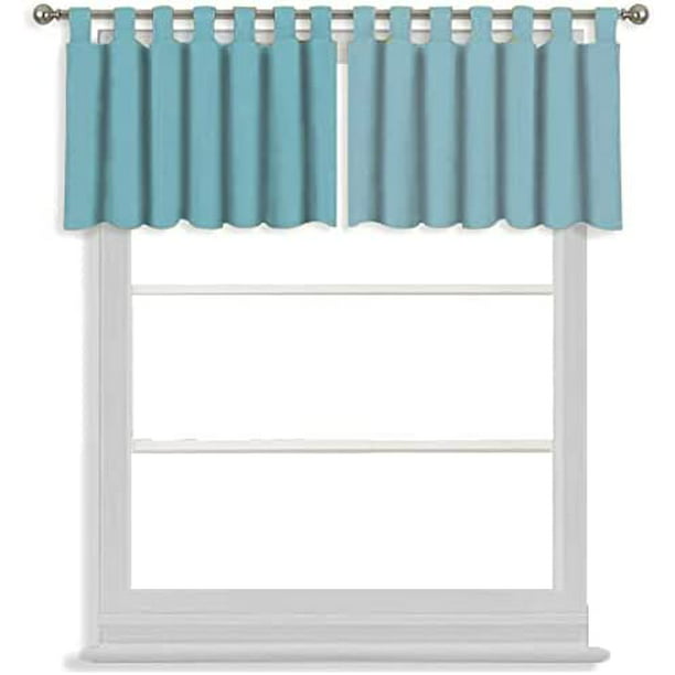 Valance for Small Window- Tab Top Window Blackout Curtains Treatment for Small Window, Living Room, Bathroom, Kitchen (One Panel, 42" W x 12" L) Light Blue Solid