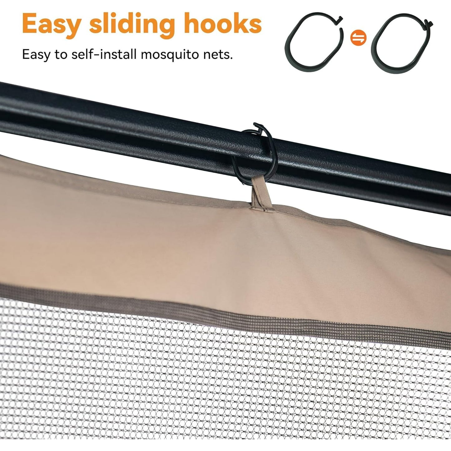 MODERN SHADE universal 4-Panel Mosquito Netting for 10x12 Gazebo,Patio Canopy Replacement with Zipper