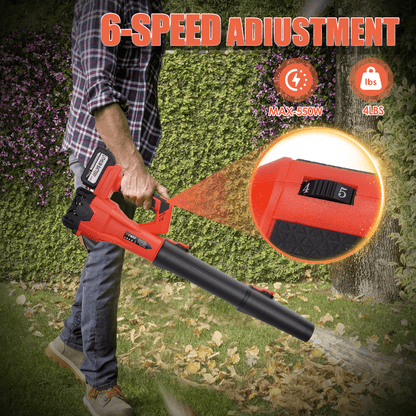 Leaf Blower, 21V Cordless Electric Blower with 2*4.0Ah Batteries and 2 Hour Fast Charger, Lightweight Leaf Blower for Patio Cleaning, Lawn Care, Blowing Fallen Leaves and Dust, etc.