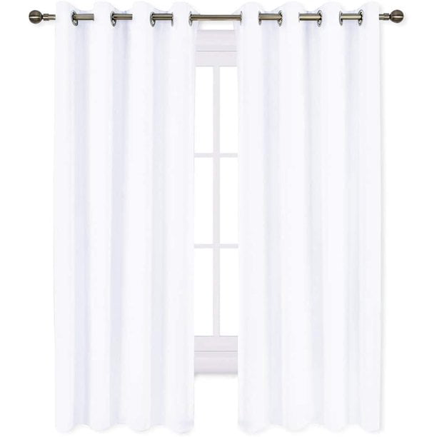 Room Darkening Blackout Grommet Curtains Thermal Insulated Solid Curtains Panel, Window Drapes for Living Room, Bedroom & Window (Set of 2 Panels, 42" W x 54" L) { Pure White }
