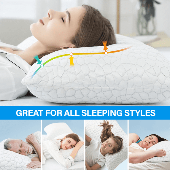 Strlinen Cooling Pillow Queen Size – Shredded Gel Memory Foam Pillow, Adjustable Support for Side, Back & Stomach Sleepers