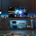 Bestier LED TV Stand for 60/65 inch TV PS5 Gaming Entertainment Center for TVs with Storage Cabinet for Living Room, Black Marble