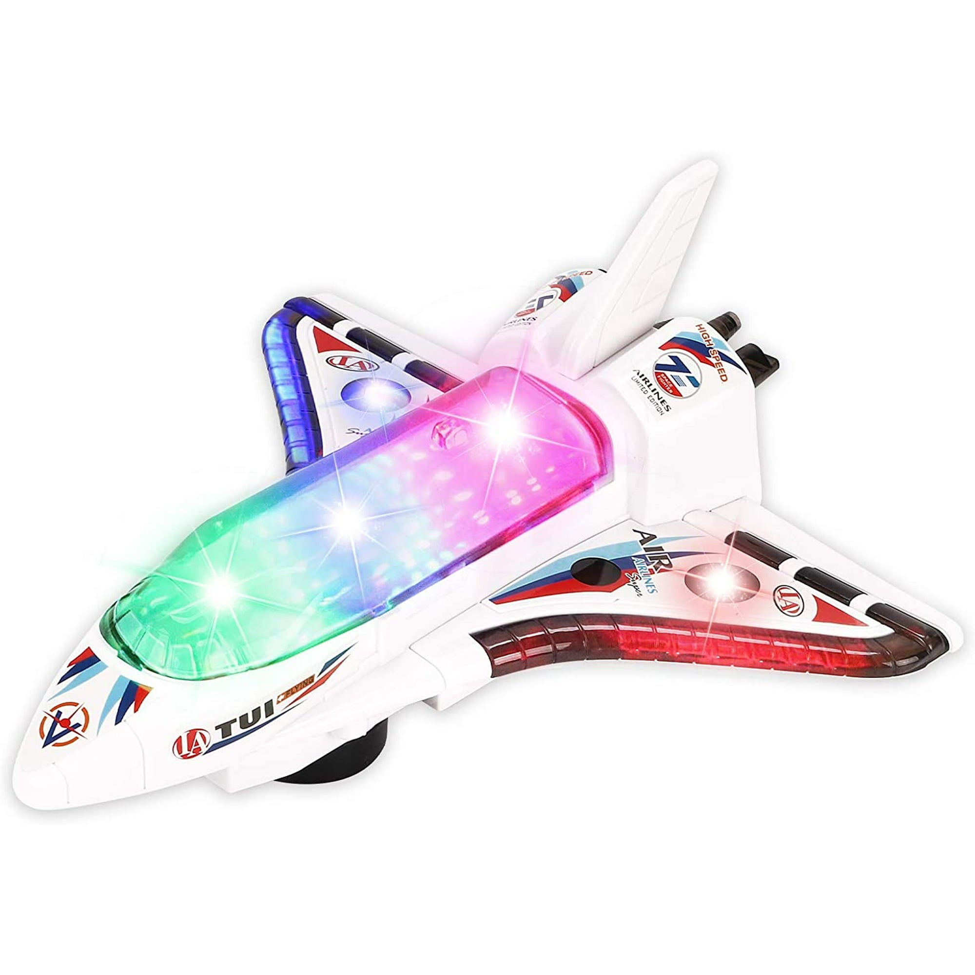 Intera Bump and Go Electric Space Shuttle Airplane Toy with Flashing 3D Lights and Sounds