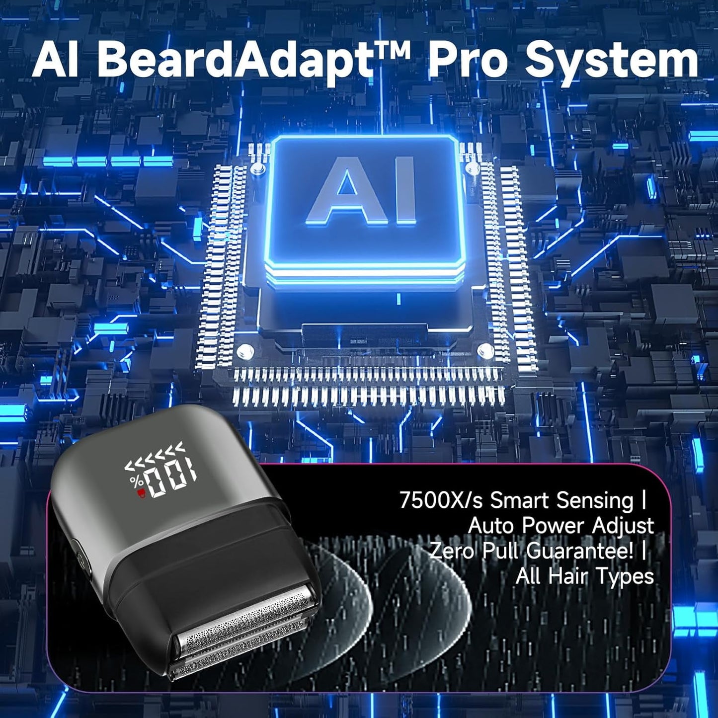 Mini Electric Razor for Men, Fast Rechargeable Foil Shaver for Beard/Face, IPX7 Waterproof for Travel & Home, Light Gray