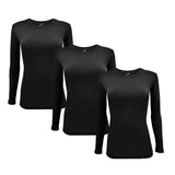 M&M Scrubs Women's Under Scrub Tee Crew Neck Long Sleeve T-Shirt Pack of 3 - Multi Pack of 3 (Black, XX-Small)