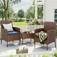 ELPOSUN 3 Piece Outdoor Patio Furniture Set Bistro Set with Coffee Table, Wicker Rattan Conversation Sets for Backyard, Porch, Poolside (Blue)