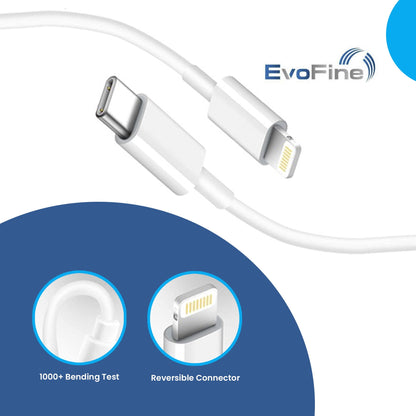 EvoFine iPhone Charger for 14/13/12/11 and More- iPhone Wall Charger Fast Charging with USB-C Blocks and 3Ft iPhone Charger Cords Compatible with iPhone, iPad & More