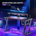 RSPGAME 41.6" L Shaped Gaming Desk with Flow LED Lights & Monitor Stand, Corner Computer Desk with Power Outlet & Controller Stand in Black