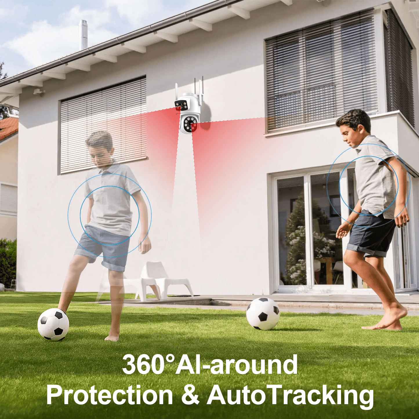 2Pack 4K Indoor/Outdoor Smart Security Camera, 2.4G&5G WiFi with Night Vision, Dual-Screen Display, 2-Way Talk, Human Detection, Motion Tracking, Cloud & SD Card