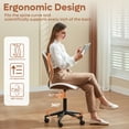 Bestier Bentwood Ergonomic Armless Office Desk Chair with Wheels, Comfy Computer Chair with Lumbar Support, Teddy Mid Back Adjustable Height 360° Rolling Swivel Task Chair No Arm for Home, Off White