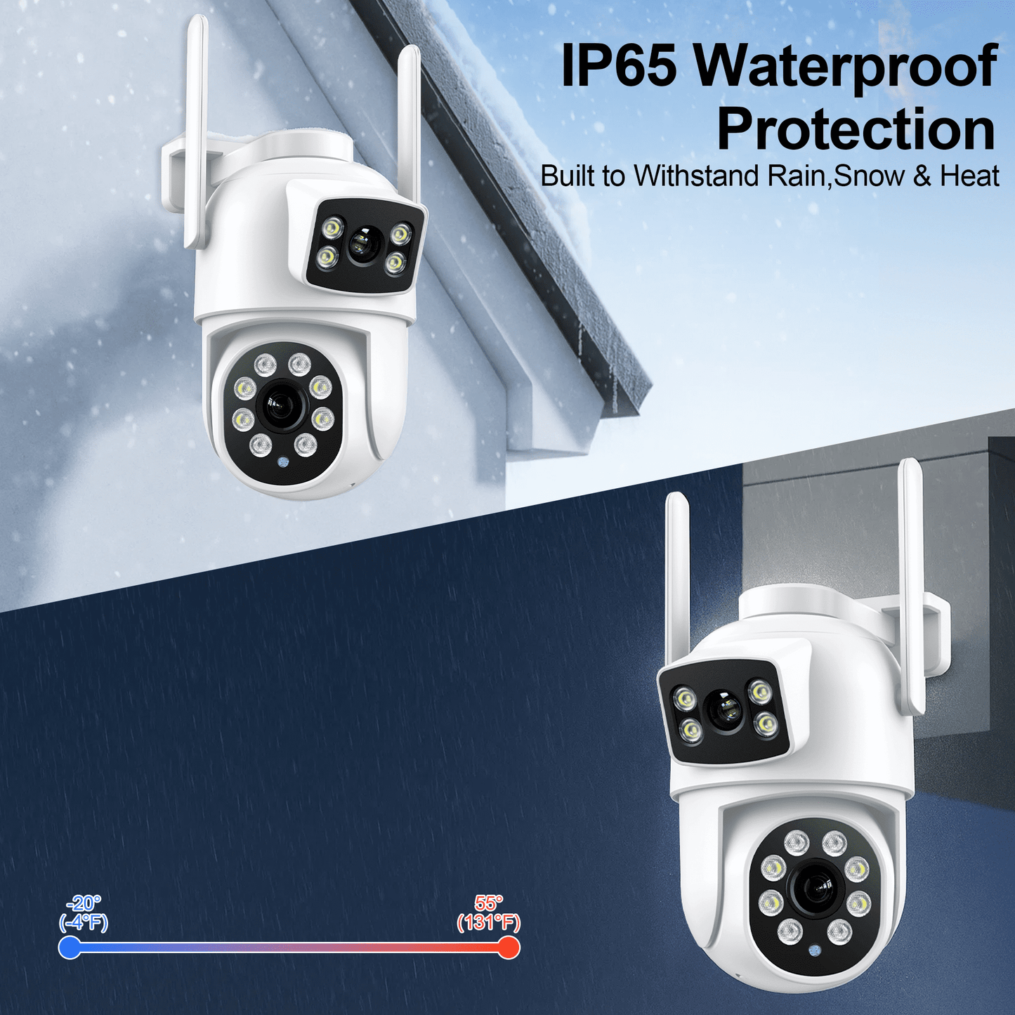 2Pack 4K Indoor/Outdoor Smart Security Camera, 2.4G&5G WiFi with Night Vision, Dual-Screen Display, 2-Way Talk, Human Detection, Motion Tracking, Cloud & SD Card