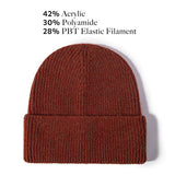 Cuffed Plain Skull Beanie Hat / Cap Winter Unisex Knit Hat Toboggan for Men & Women, One Size, Rust Red