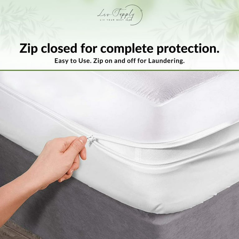 Liv Supply Waterproof Bed Bug Mattress Protector | Hypoallergenic and Breathable Zipper Mattress Cover , Twin
