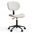 Bestier Bentwood Ergonomic Armless Office Desk Chair with Wheels, Comfy Computer Chair with Lumbar Support, Teddy Mid Back Adjustable Height 360° Rolling Swivel Task Chair No Arm for Home, Off White