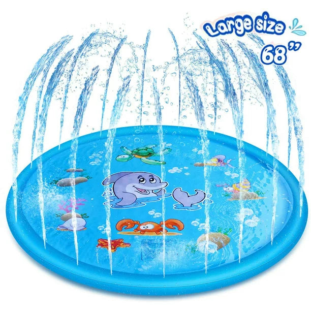 Kiddie Baby Pool, Inflatable Splash Sprinkler Pad for Kids Toddlers Dogs, Outdoor Water Mat Toys, Baby Infant Wading Swimming Pool, Fun Backyard Fountain Play Mat for 1-12 Year Old Girls Boys