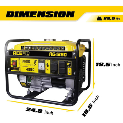 Aceup Energy Portable Generator 4500 Watt Gas Powered Equipmen Kit, Pull Cord Start，4000W Generator EPA & CARB Compliant
