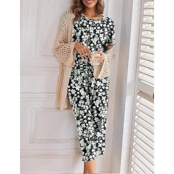 WQD Womens Pajamas Set 2 Piece Ruffle Pj Soft Tank Top and Shorts Sleepwear Set Bridal Pajama for Women Set