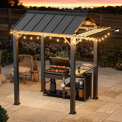 Modern Shade 6'x8' Grill Gazebo 4-Season Galvanized Steel Roof with UV-Blocking Waterproof Canopy, Rust-Resistant Frame & Extended Overhang