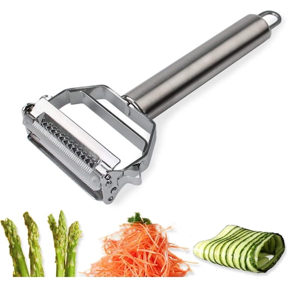 EvoFine Stainless Steel Vegetable Peeler – Dual Blade Julienne Cutter, Multifunctional Fruit & Potato Slicer