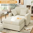 LUMIHO Chaise Lounge Chair Indoor, 42" Sleeper Chair with Two Throw Pillows and Armrests, Corduroy Chaise Couch Chair with Ottoman for Living Room, Bedroom, Apartment, Beige