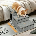 YUWENUS Dog Step Stair, 3-Step Pet Stairs with Storage Boxes, 17" Folding Dog Ramp Ladder for Small Medium Dogs