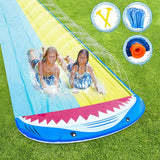 Intera Slip and Slide, 16FT Inflatable Splash Water Slides with 2 Racing Lanes & Body Boards for Kids Boys Girls, Outdoor Summer Water Toys for Backyard Garden Lawn