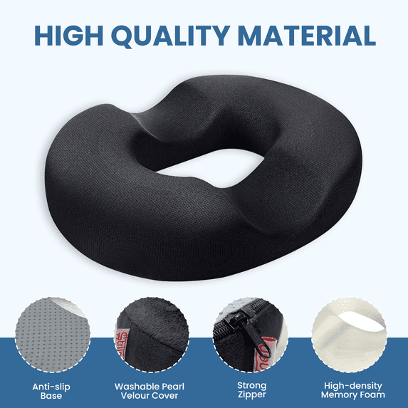 Strlinen Donut Seat Cushion – Memory Foam Tailbone & Coccyx Cushion, Hemorrhoid & Pressure Relief Pillow