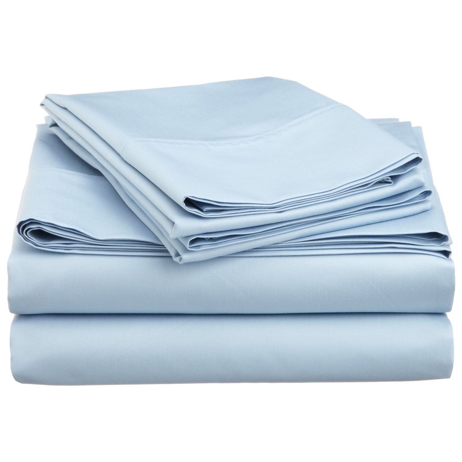 1000-Thread-Count 100% Egyptian Cotton Sheet Set King Size Fits 19-24 Inches Deep Pocket ( Solid, Beach Blue )