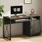 Bestier 47" Computer Desk Reversible Home Office Desk Executive PC Table with Keyboard Tray and Storage Cabinet,Wash Gray