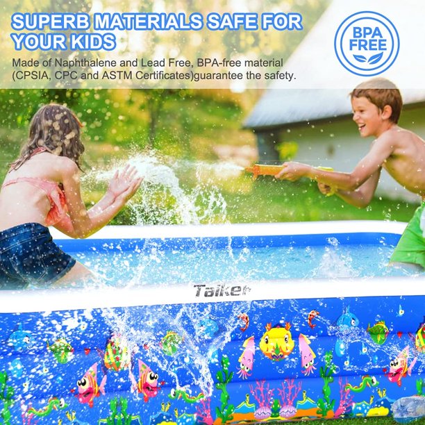 Intera Inflatable Swimming Pools, Kiddie Pools, Family Lounge Pools, 130'' x 72'' x 20'' Large Family Swimming Pool for Kids, Adults, Babies, Toddlers, Outdoor, Garden, Backyard