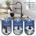 TVOFEK Kitchen Faucet with Sprayer and Soap Dispenser, Black Single Handle Kitchen Sink Faucets with Deck Plate for 1 or 3 Hole, Spring Faucet for RV Laundry Bar
