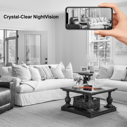 Security Clock Camera - Full HD 1080P Wireless Camera - WiFi Nanny Cam for Home Indoor Security