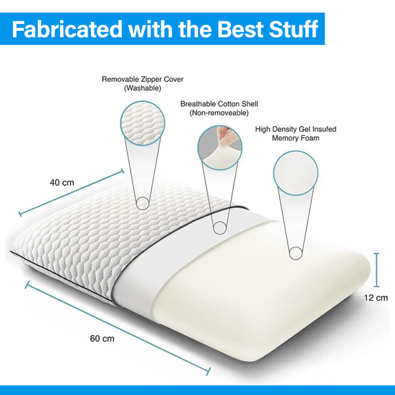 Strlinen Cooling Gel Memory Foam Pillow – Breathable Ergonomic Pillow with Ventilated Design & Washable Cover