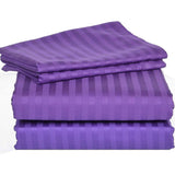 Bedding Series 600-Thread Count Soft Egyptian Cotton Luxurious 4-PCs Sheet Set Fits Easily Fit upto 15-18" Inch Deep Pockets Stripe Pattern ( Alaska King, Purple )