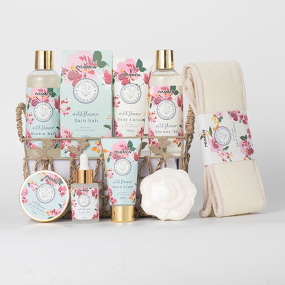 Poamcn Bath and Body Gift Set,Home Spa Gift Basket Set for Women,Japanese Cherry Blossom Scent,9 Piece Set