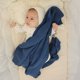 Bleu La La Organic Cotton Knit Soft Warm Cozy Unisex Swaddle Receiving Cuddle Stroller Crib Blanket for Newborns, Infants Toddler, Boys and Girls (Cobalt Blue)