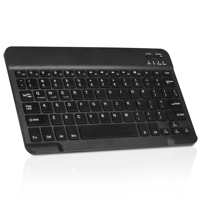 Ultra-Slim Rechargable Bluetooth Keyboard Compatible with Samsung Galaxy Tab Active3 and Other Bluetooth Enabled Devices Including all iPads, iPhones, Android Tablets, Smartphones, Windows pc, Black