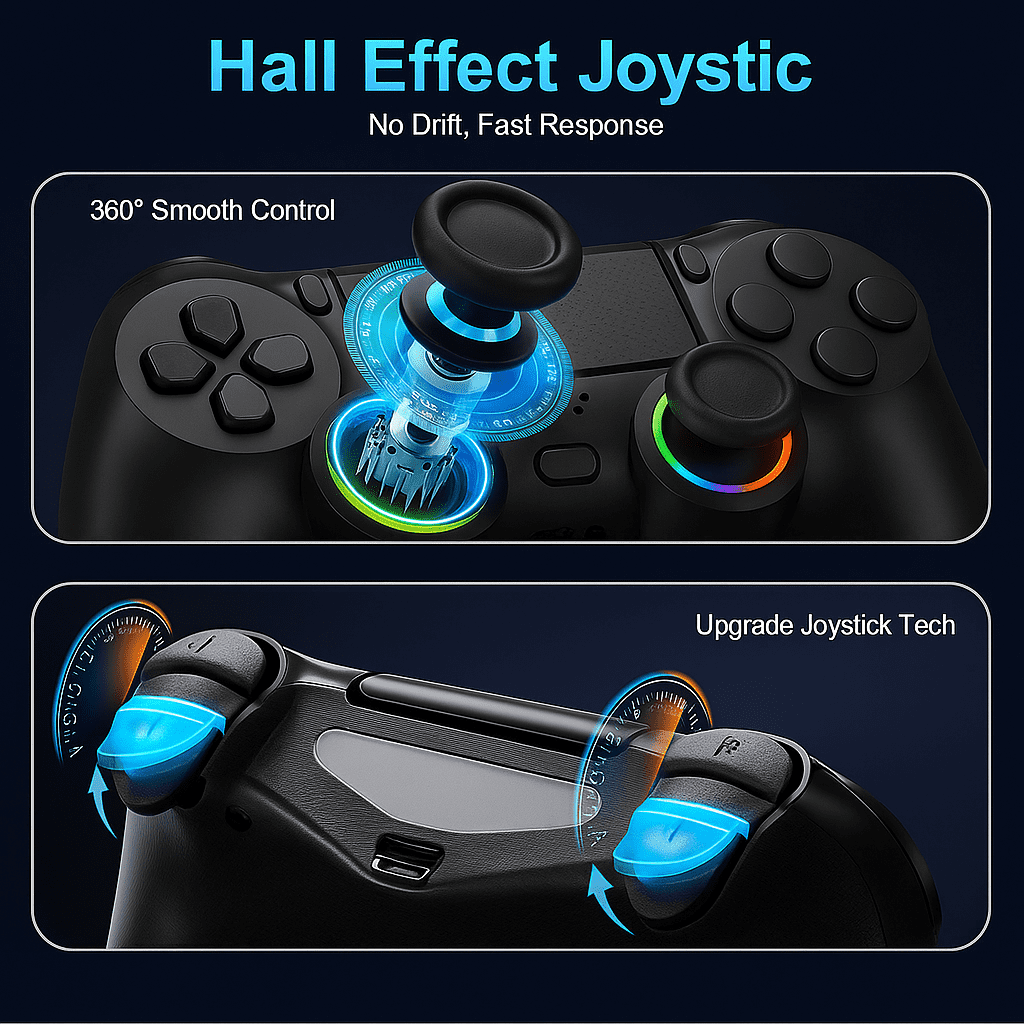 Wireless Controller Compatible with P4/Slim/Pro with Vibration/Motion Sensor/Headphone Jack/Audio Function