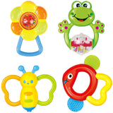 Michaela 4Pcs Set Baby Rattles Teethers, Shaker Grab, and Spin Rattles Set Educational Toys for Newborn Infants Baby 3-12 Month