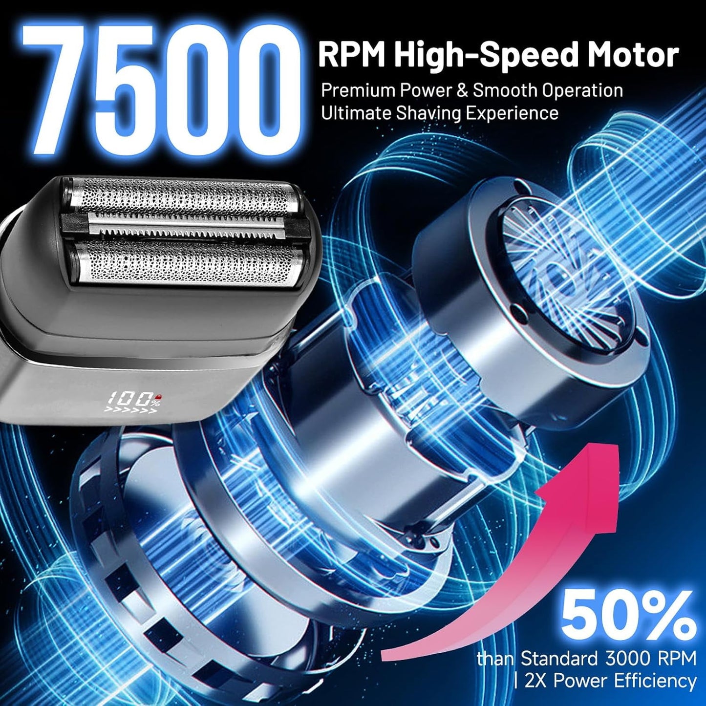 Mini Electric Razor for Men, Fast Rechargeable Foil Shaver for Beard/Face, IPX7 Waterproof for Travel & Home, Light Gray